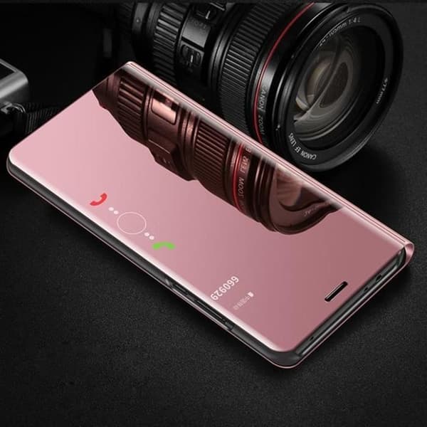 Samsung Galaxy A10 SM-A105F Clear View Flip-deksel med stativfunksjon - Rosegull