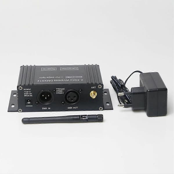 DMX 512 Trådløs Controller Modtager Sender LCD-skærm Justerbar Strøm til Disco DJ Party St Black