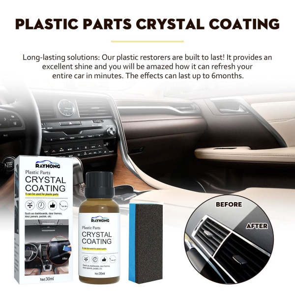 30 ml Rayhong Plastic Restoration Coating - Krystallglans for bildeler - Enkel å bruke og varer lenge