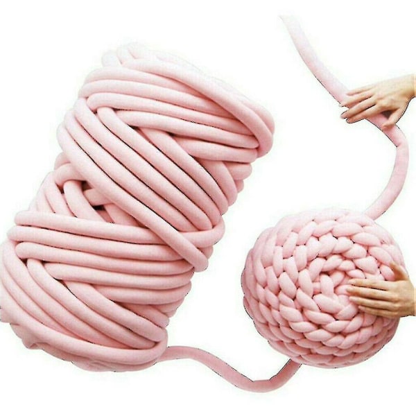 500g/1kg Diy paksu lanka Jumbo Knit Giant Hand neulepeitto Paksu kudontakäsikirja Pink 1000g