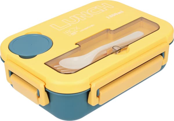 Beautiful Lunch Box 1550ml Stackable Bento Box Navy Blue With Cutlery BPA Free Lunch Box Microwave Safe Leak Proof & Durable For Work Blue