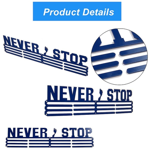 "Never Stop & I Did it" Löpare Inspirerande löpning och simning Väggmonterad medaljhängare Displayhållare med väggmonteringssats och skruvar - svart NEVER STOP