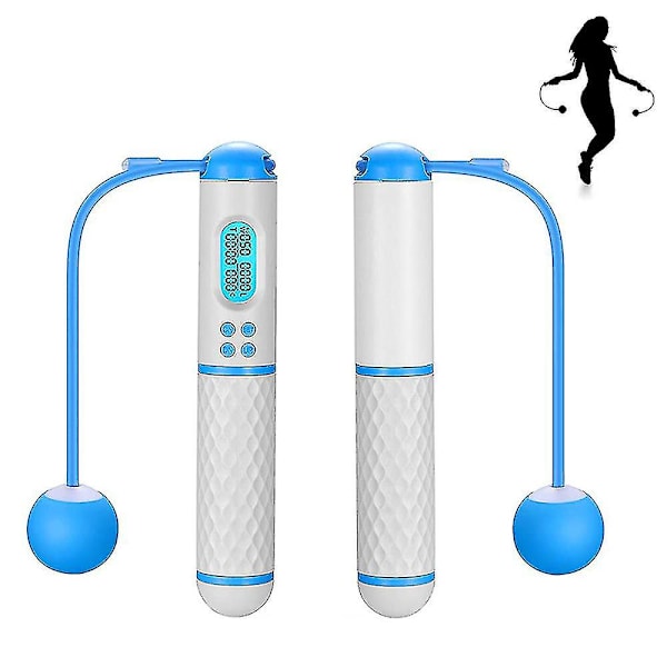 Hoppa Rep Digital Viktad Replös Hopprep Justerbar Sladdlös_gåva Av G White blue
