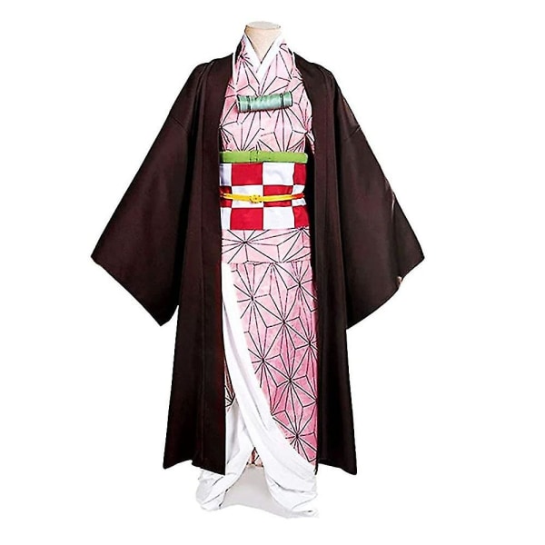 2023 - Demon Slayer Bror og Søster Kamado Nezuko Cosplay Kostume Outfit Kimono Anime Kostume Paryk - 1 Nezuko Wig S