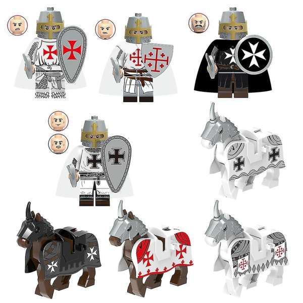 Medeltida figurer antika romerska minifigurer Riddare Soldat Actionfigurer Korsfarare Hästar Byggstenar Leksaker Barn Leksaker Presenter Samlingar