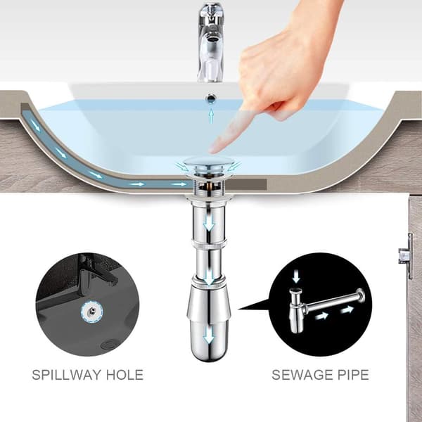 Durable Brass Basin Drain, Chrome Finish, Leak-Proof Design, Hot and Cold Water Availability