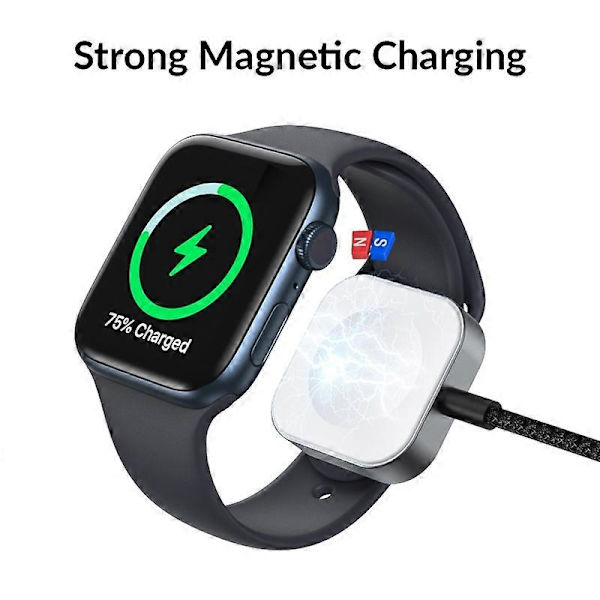 Magnetisk USB-oplader til Apple Watch Silver