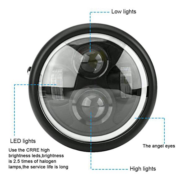 Retro Style Universal Motorcycle Bright LED Headlight Motorcycle Round Front Lamp