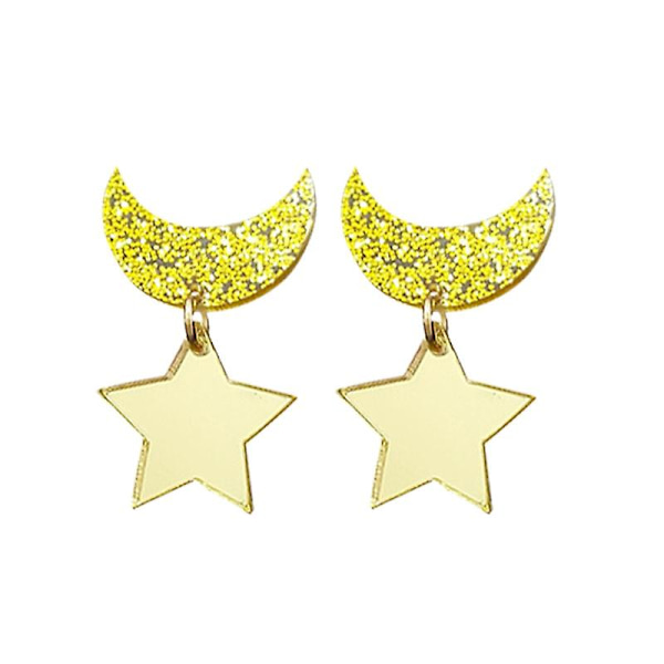 Anime Sailor Moon Smykker Stjerne Og Måne Stud Ørestik Guld Gul Akryl Måne