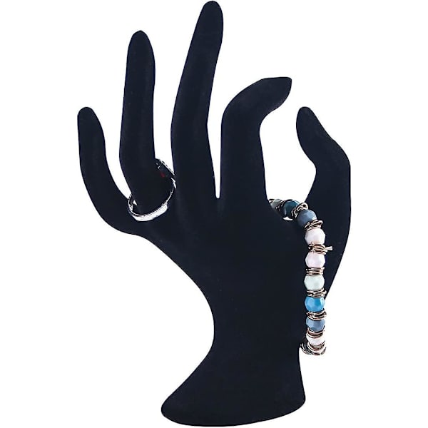 Ok Geste Ring Håndholder, Smykke Display Stativ Håndholder Til Ringe Armbånd Foto Props, Hjem Dekoration (Sort Fløjl)