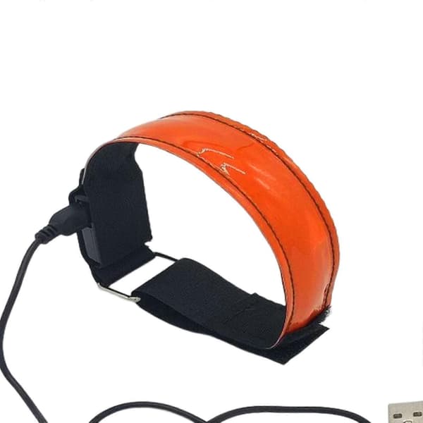 2x Oppladbare LED-lys Armbånd Høy Synlighet for Voksne Løping Orange