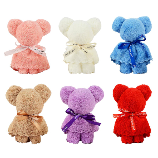 Björnbärande Handdukspresent med Väska | Söt Super Mjuk 30x30cm Examen/ Babyshower Handdukar | Flerfärgad Polyester | Unik Form