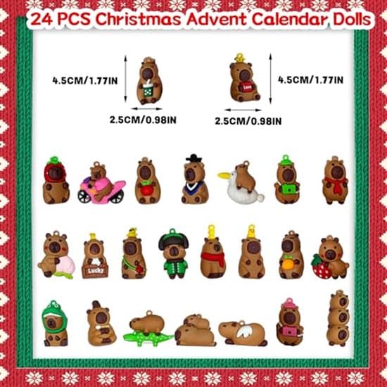 Kapybara adventskalender 2026 - 24 dager - 2D-akrylanheng for entusiaster