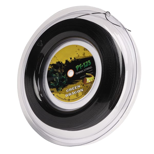 1.25mm Double Ribbed Patterned Impact Resistant Polyester Tennis Racket String 200M Black for Teenager