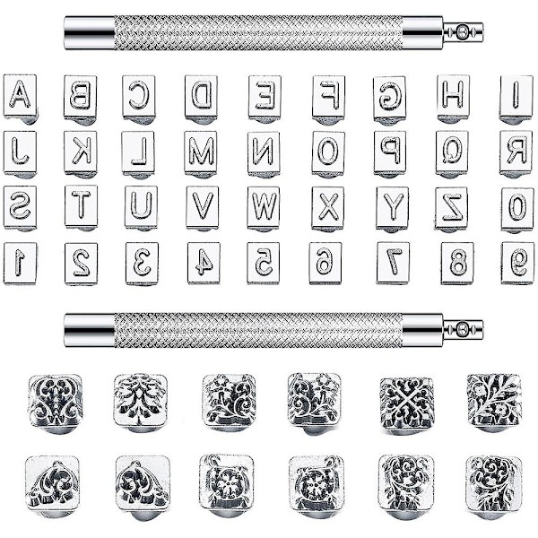 50 stk. Bogstaver og Tal Stempel Sæt 6mm Alfabet Læder Punch Metal Mønster Stempel Værktøjer Med H