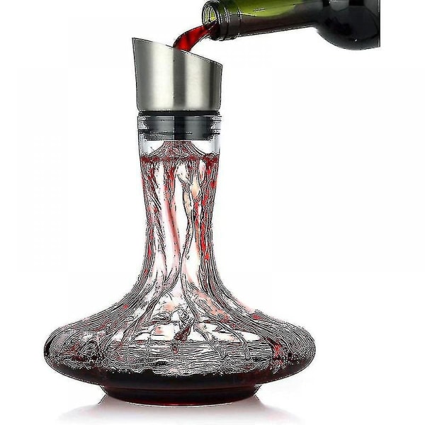 Vinkaraffel med integrert lufter og filter, Vinkaraffel, Vinkaraffel, Vinkaraffel, Vingave, Blyfri 100% håndblåst krystallglass, Vin