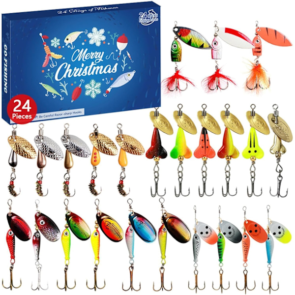 Advent Fishing Calendar 2024, Advent Fishing Tackle Calendar, Christmas Countdown Calendar - 24 Day Freshwater Fishing Tackle Set