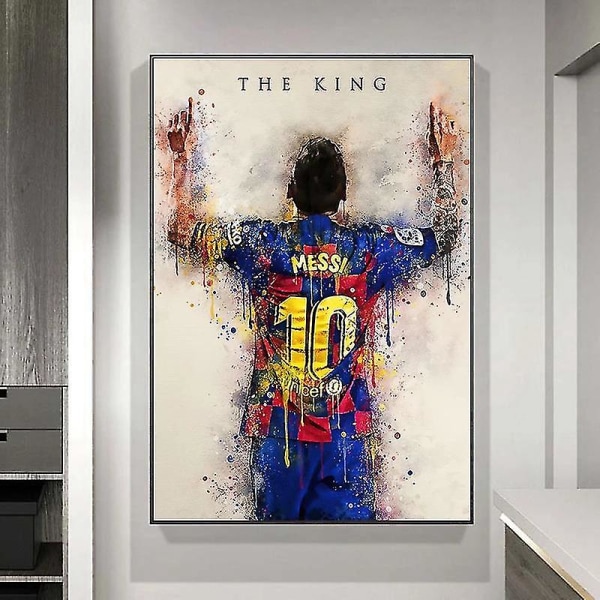 Messi Fodboldstjerne Omgivende Plakat Vægmaleri Soveværelsesdekoration Korridor Veranda Vægdekoration Maleri 30*40cm