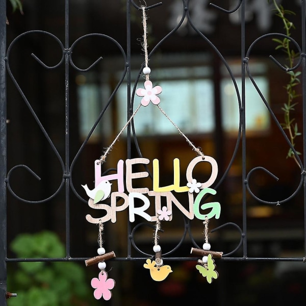 Sijial Hei vårpåskebrev Tre hengende anheng Hjem Party Festival dekorasjon Pendant Hello Spring