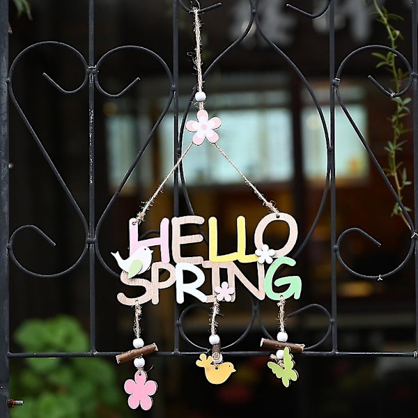 Sijial Hello Spring Easter Kirjain Puinen Ripustuskoriste Kotijuhlat Festivaali Koristelu Hello Spring Ornament