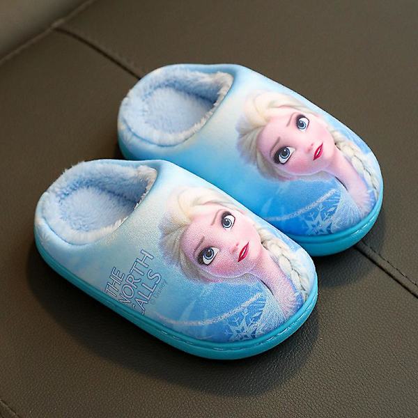 Børnesko i Bomuld med Tegnefilm Frost Elsa Sofia Efterår Vinter Varme Sko Elsa Blue 24-25 Inner Length 15cm