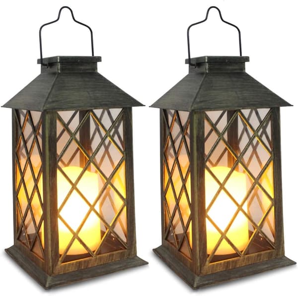 Solcellelampe, hage utendørs hengende lampe, sett