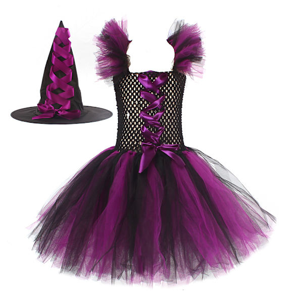 Halloween-noitapuku lapsille, noita-asu tytölle, noita-asu Purple S