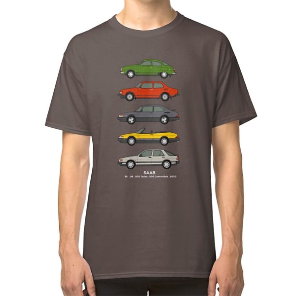 Saab Classic Bil Kontur Illustration T-shirt black XXL