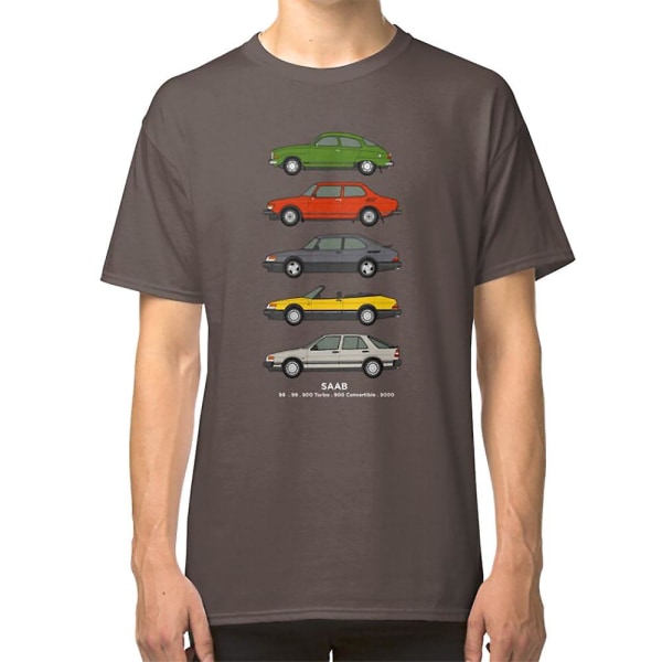 Saab Classic Car Outline Illustration T-shirt black L