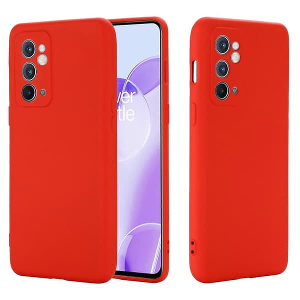 För OnePlus 9RT 5G Enfärgat Flytande Silikonskal Red
