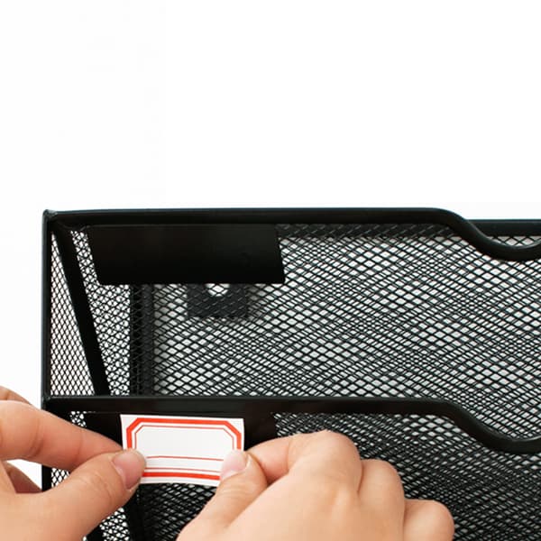 5-Layer Wall File Holder Vertical Placement Glossy Edges Wall Mounted File Holder with Hanging Hole for Office Black