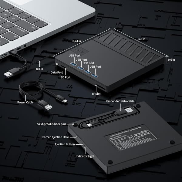 7-in-1 External DVD Burner DVD Drive