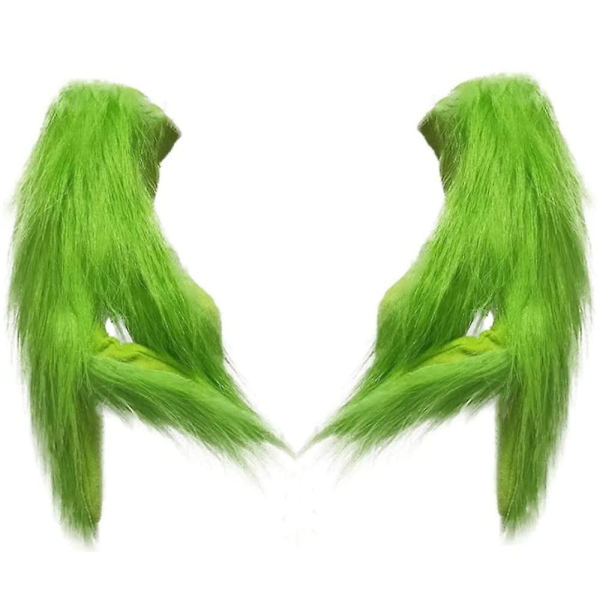Voksne Børns Julefest The Grinch Plys Handsker Grøn Monster Cosplay Rekvisitter Adult