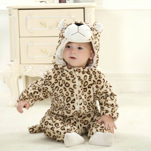Reedca Taaperoiden dinosaurusasu lapsille, söpö hupullinen Onesie-eläinasu Halloween Leopard 24-30 Months