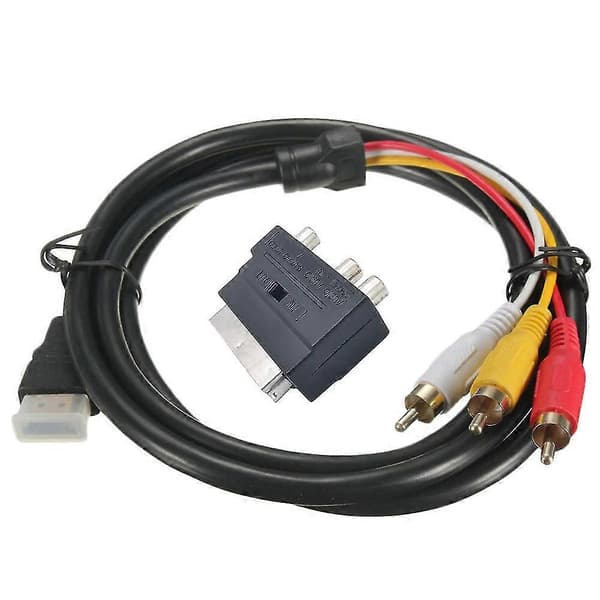 SCART-sovitinpistokeliitin 21P-sovitin SCART-AV 3RCA-kytkimellä Black