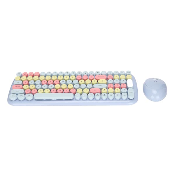 Keyboard and Mouse Combo 2.4G Wireless Technology Smart Power Saving Long Distance Transmission Keyboard and Mouse Light Blue Mixed Color