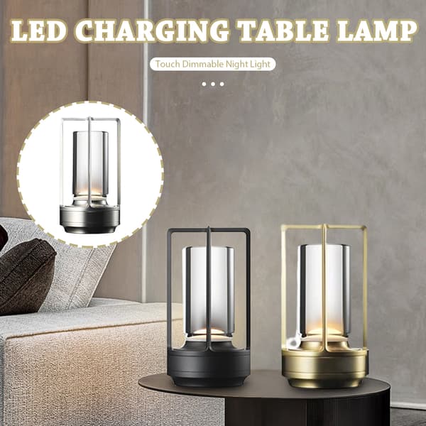 Dimmable Table Lamp Rechargeable Night Light Desk Lamp for Home Hotel Bar Restaurant silver