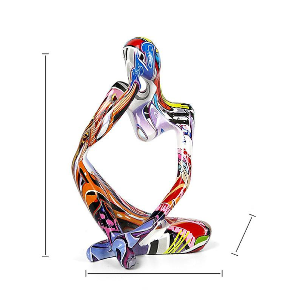 Farverige Graffiti Abstrakt Harpiks Håndlavet Håndværk Skulptur Tænker Figur Statuette Hjem Dekoration Indvendig Kontor Skrivebord Pynt Color Thinker Left 24x13x10cm