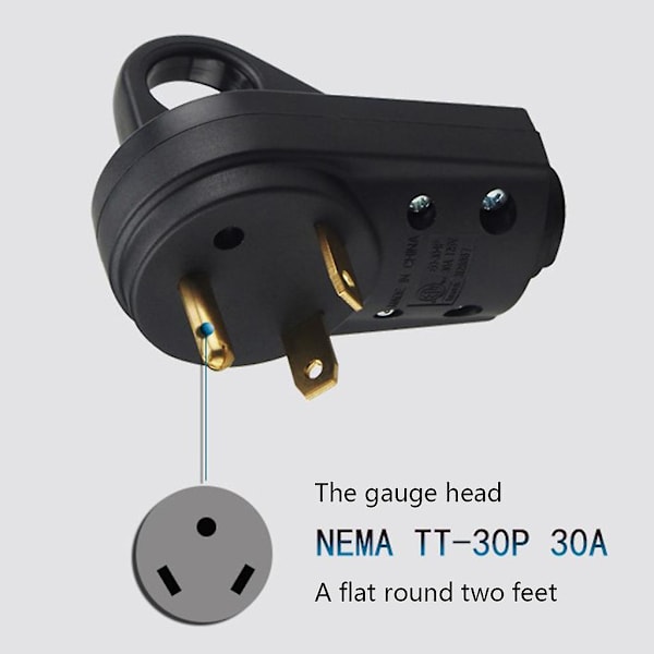 Tt-30p RV Erstatning Hannkontakt 125v 30 Amp Med Frakoblingshåndtak Svart