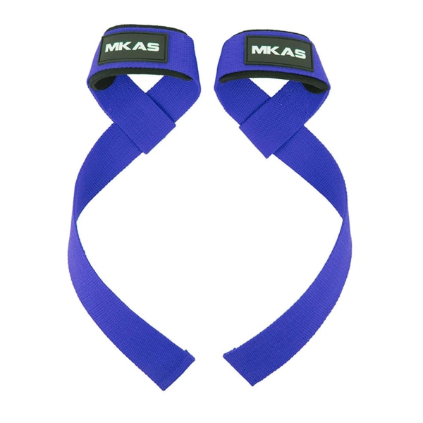 Tyngdlyftningsremmar Dämpade handled Styrketräningsstöd Marklyftsband för män Blue MKAS 2pcs