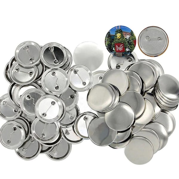 100pcs Button Supplies, Button Parts, Metal Button Pin Badge Kit For Button Maker Machine, Including Metal Shells, Back Cover And Clear Film 25mm