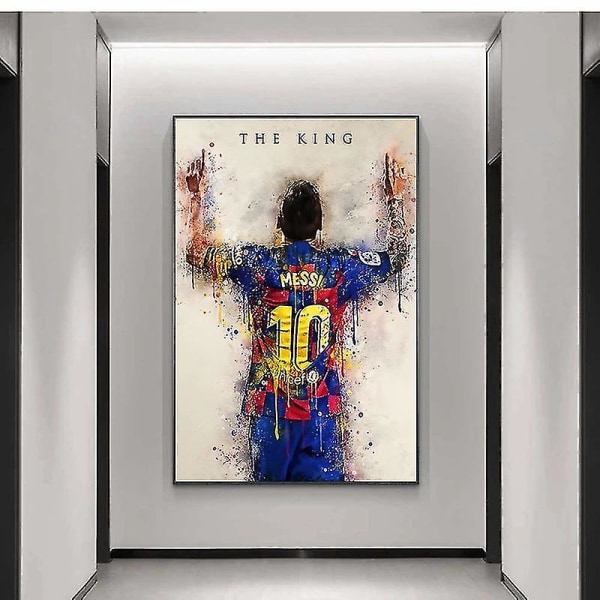 Messi Fodboldstjerne Omgivende Plakat Vægmaleri Soveværelsesdekoration Korridor Veranda Vægdekoration Maleri 40*60cm