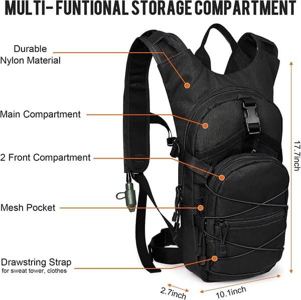 Hydration Backpack Tactical Backpack with 3L Hydration Bladder for Hiking, Cycling, Running, Walking and Climbing