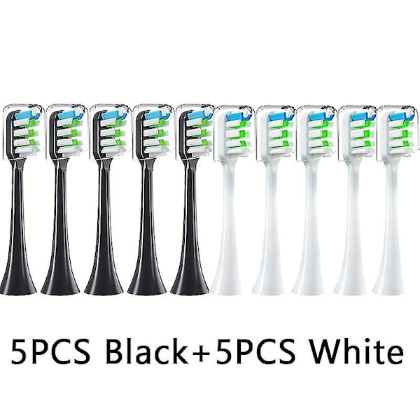 10 st Ersättningsborsthuvuden Dupont Mjuka Passande Vakuum Friska Borstmunstycken för Soocas X3/x3u/x5 Sonisk Elektrisk Tandborste 5Black5White