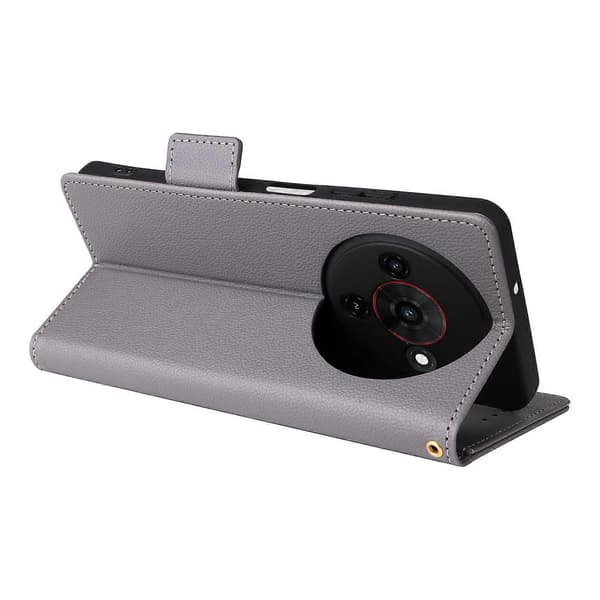 Fodral för ZTE Blade A76 5G med handledsrem, litchi-textur PU-läder plånboksfodral Grey Grey