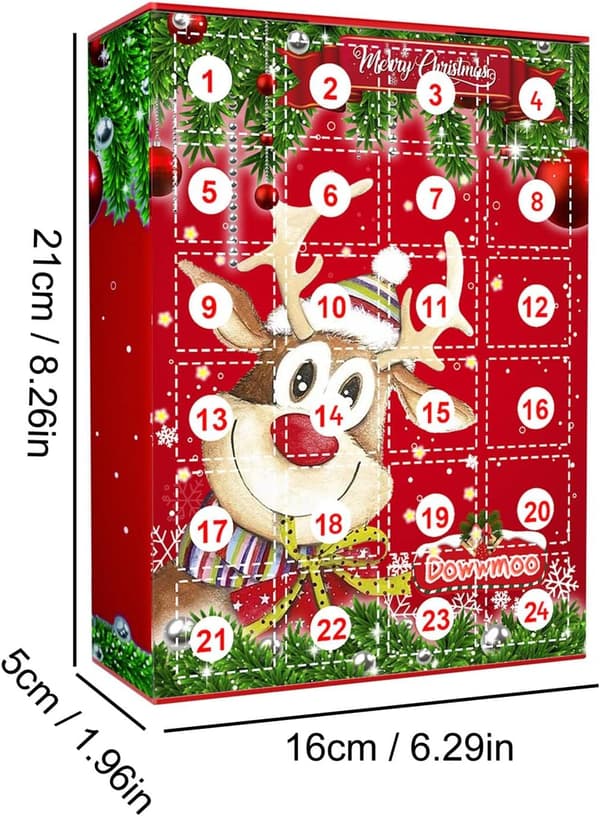 Adventskalender 2026 med 24 nøkkelringer, julekalender med samlerobjekter
