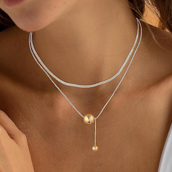 Bebetter Lariat Gul Halsband för Kvinnor, Smalt Långt Halsband 14k Guldförgyllt/silver Y-format Hänge Halsband Trendigt Lagerformat Cz Pärlkedja Dropphalsband Bead-GD