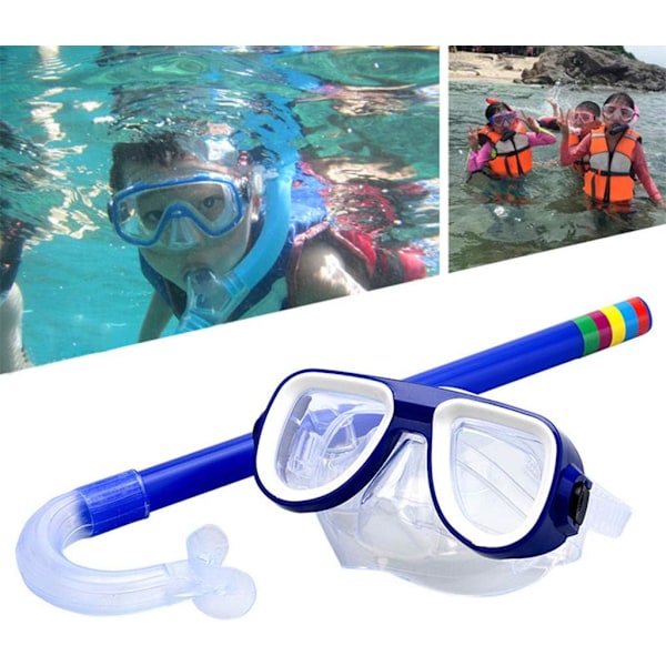Børne Snorkling Scuba Snorkelmaske Svømmebriller Briller med Tør Snorkel Rør Udstyr Giftfri Dykkerudstyr 3-8 År
