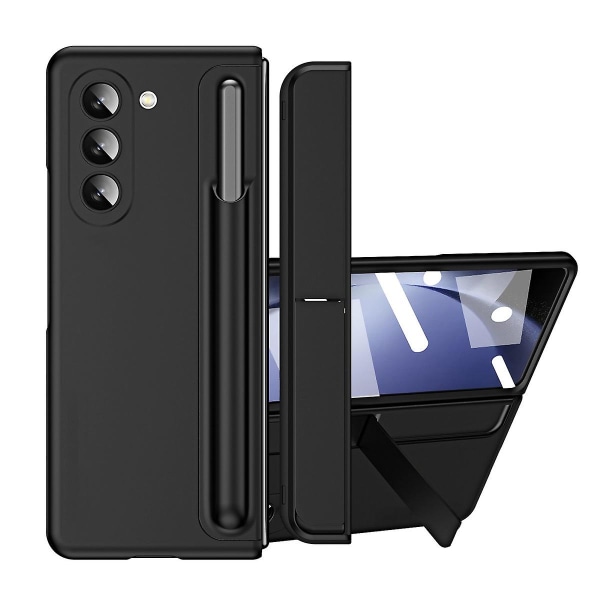 Z Fold 5 case, ohut PC:n sisäänrakennettu case Samsung Galaxy Z Fold 5:lle, jossa S-kynä, irrotettava S-kynäpidike ja -jalusta Black