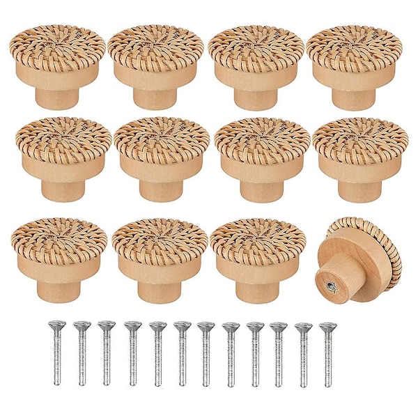 Boho Rattan Kommode Knopper Runde Skruer Kompatibel Boho Møbel Knopper 12stk